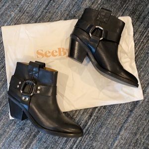 See by Chloe biker booties